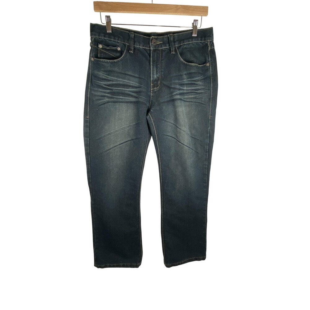 Ring Of Fire Redcliff St Jeans Men FIT 34x30 Blue Denim Boot Cut Contrast Stitch
